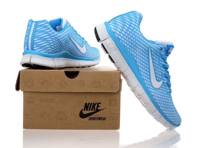 Nike Free 5.0 chaussures de course legeres mens nouveau bleu blanc (4)